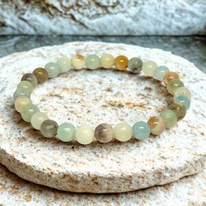 Brazilian Amazonite Stone Beaded Bracelet - 6mm Crystal Jewelry, Petite Size